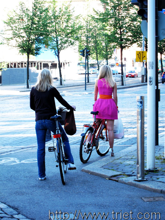Blonde Cyclists in Helsinki